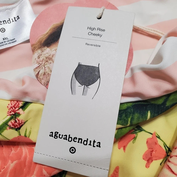 NWT Agua Bendita Women's Reversible High Rise Cheeky Bikini Bottoms XXL 17 - Picture 7 of 8